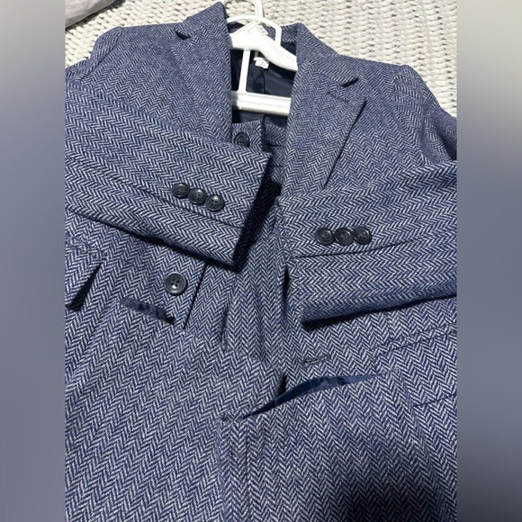 Janie and Jack Navy Herringbone Jacket and pant set - Picture 6 of 6